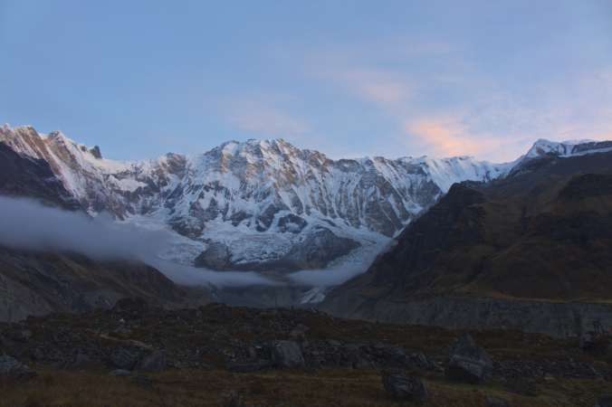 Morning view of Annapurna I from ABC